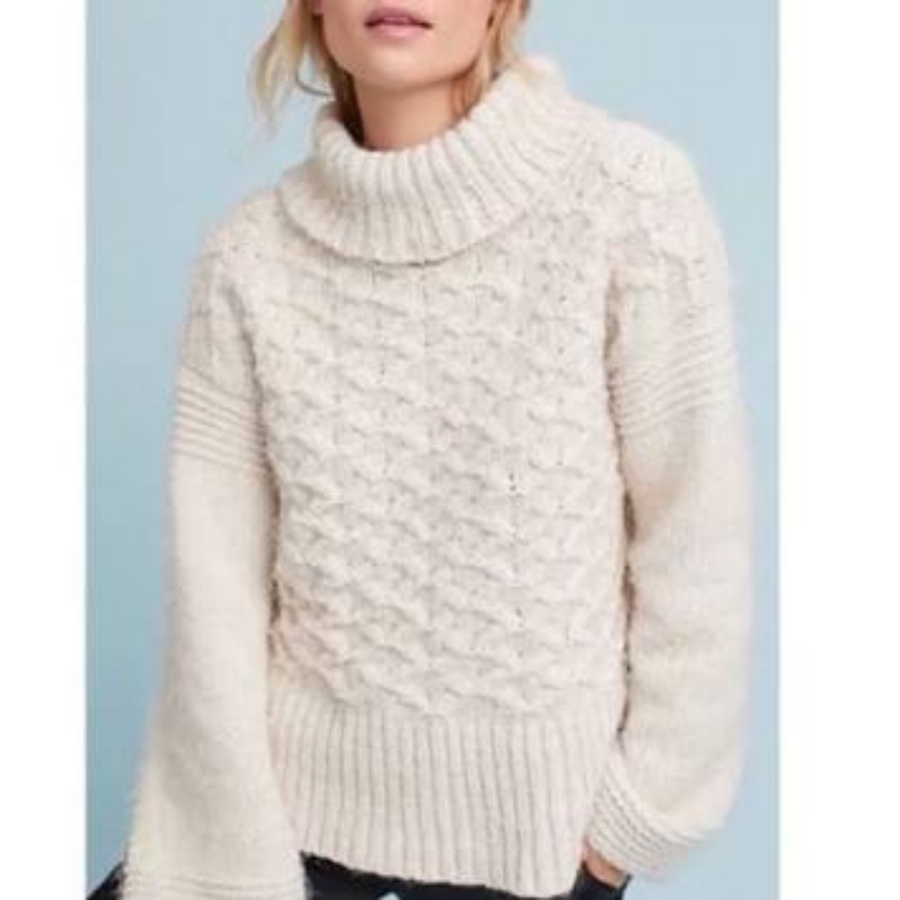 Anthropologie Sweater - Sleeping on Snow Torridon Eyelash Turtleneck Sweater